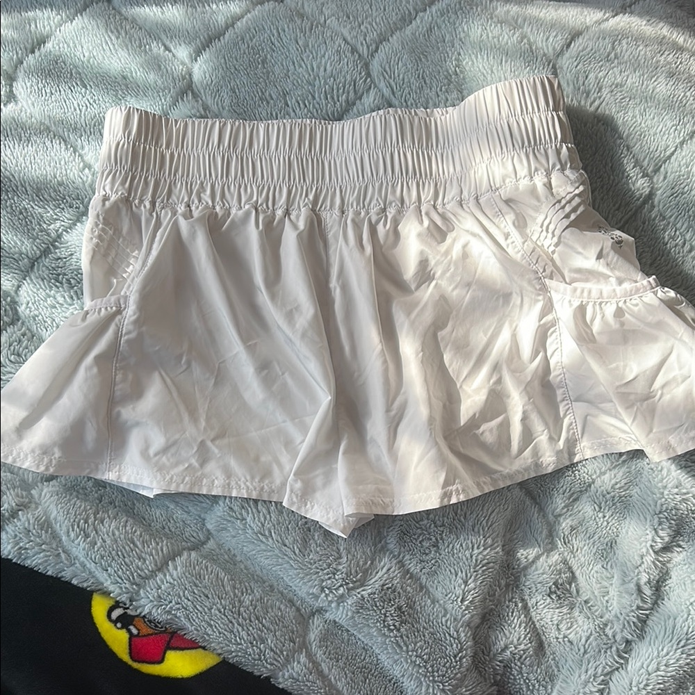 White Free People movement get your flirt on shorts